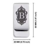 Stainless Steel Royal Crest Alphabet Letter B initial Classic Slim Money Clip