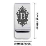 Stainless Steel Royal Crest Alphabet Letter B initial Classic Slim Money Clip