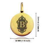 Stainless Steel Royal Crest Alphabet Letter B initial Round Medallion Pendant