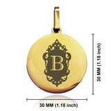 Stainless Steel Royal Crest Alphabet Letter B initial Round Medallion Pendant