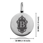 Stainless Steel Royal Crest Alphabet Letter B initial Round Medallion Pendant