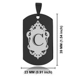 Stainless Steel Royal Crest Alphabet Letter C initial Dog Tag Pendant