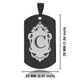 Stainless Steel Royal Crest Alphabet Letter C initial Dog Tag Pendant