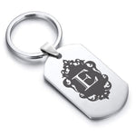 Stainless Steel Royal Crest Alphabet Letter E initial Dog Tag Keychain