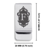Stainless Steel Royal Crest Alphabet Letter F initial Classic Slim Money Clip