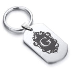 Stainless Steel Royal Crest Alphabet Letter G initial Dog Tag Keychain