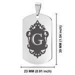 Stainless Steel Royal Crest Alphabet Letter G initial Dog Tag Pendant