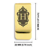 Stainless Steel Royal Crest Alphabet Letter H initial Classic Slim Money Clip