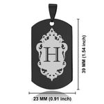 Stainless Steel Royal Crest Alphabet Letter H initial Dog Tag Keychain