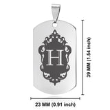 Stainless Steel Royal Crest Alphabet Letter H initial Dog Tag Keychain