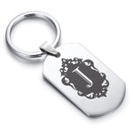 Stainless Steel Royal Crest Alphabet Letter J initial Dog Tag Keychain