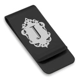 Stainless Steel Royal Crest Alphabet Letter J initial Classic Slim Money Clip