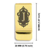 Stainless Steel Royal Crest Alphabet Letter J initial Classic Slim Money Clip