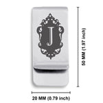 Stainless Steel Royal Crest Alphabet Letter J initial Classic Slim Money Clip