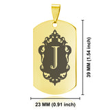 Stainless Steel Royal Crest Alphabet Letter J initial Dog Tag Pendant