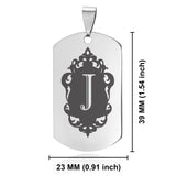 Stainless Steel Royal Crest Alphabet Letter J initial Dog Tag Pendant
