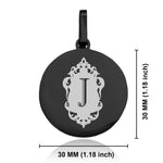 Stainless Steel Royal Crest Alphabet Letter J initial Round Medallion Pendant