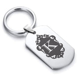 Stainless Steel Royal Crest Alphabet Letter K initial Dog Tag Keychain