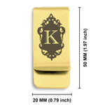 Stainless Steel Royal Crest Alphabet Letter K initial Classic Slim Money Clip