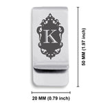 Stainless Steel Royal Crest Alphabet Letter K initial Classic Slim Money Clip