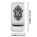 Stainless Steel Royal Crest Alphabet Letter K initial Classic Slim Money Clip