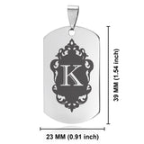 Stainless Steel Royal Crest Alphabet Letter K initial Dog Tag Keychain