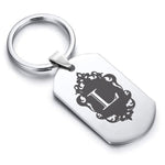 Stainless Steel Royal Crest Alphabet Letter L initial Dog Tag Keychain