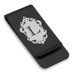 Stainless Steel Royal Crest Alphabet Letter L initial Classic Slim Money Clip