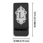 Stainless Steel Royal Crest Alphabet Letter L initial Classic Slim Money Clip