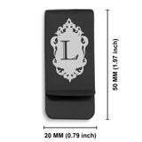 Stainless Steel Royal Crest Alphabet Letter L initial Classic Slim Money Clip
