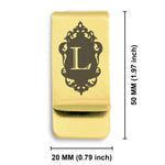 Stainless Steel Royal Crest Alphabet Letter L initial Classic Slim Money Clip