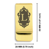 Stainless Steel Royal Crest Alphabet Letter L initial Classic Slim Money Clip