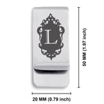 Stainless Steel Royal Crest Alphabet Letter L initial Classic Slim Money Clip