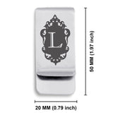 Stainless Steel Royal Crest Alphabet Letter L initial Classic Slim Money Clip