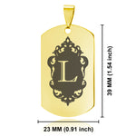 Stainless Steel Royal Crest Alphabet Letter L initial Dog Tag Keychain