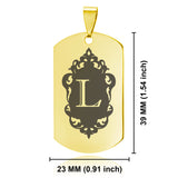 Stainless Steel Royal Crest Alphabet Letter L initial Dog Tag Keychain