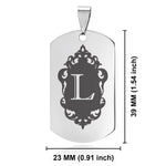 Stainless Steel Royal Crest Alphabet Letter L initial Dog Tag Keychain