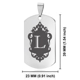 Stainless Steel Royal Crest Alphabet Letter L initial Dog Tag Keychain
