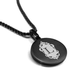 Stainless Steel Royal Crest Alphabet Letter L initial Round Medallion Pendant