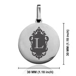 Stainless Steel Royal Crest Alphabet Letter L initial Round Medallion Keychain
