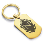 Stainless Steel Royal Crest Alphabet Letter N initial Dog Tag Keychain