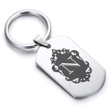 Stainless Steel Royal Crest Alphabet Letter N initial Dog Tag Keychain