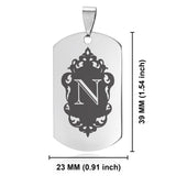 Stainless Steel Royal Crest Alphabet Letter N initial Dog Tag Pendant