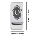 Stainless Steel Royal Crest Alphabet Letter O initial Classic Slim Money Clip