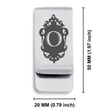 Stainless Steel Royal Crest Alphabet Letter O initial Classic Slim Money Clip