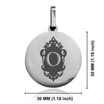 Stainless Steel Royal Crest Alphabet Letter O initial Round Medallion Pendant