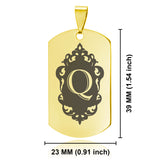 Stainless Steel Royal Crest Alphabet Letter Q initial Dog Tag Pendant