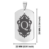 Stainless Steel Royal Crest Alphabet Letter Q initial Dog Tag Pendant