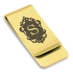 Stainless Steel Royal Crest Alphabet Letter S initial Classic Slim Money Clip