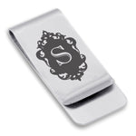 Stainless Steel Royal Crest Alphabet Letter S initial Classic Slim Money Clip